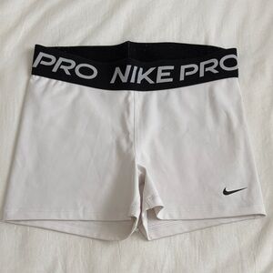 Nike Pro White and Black Compression Shorts
